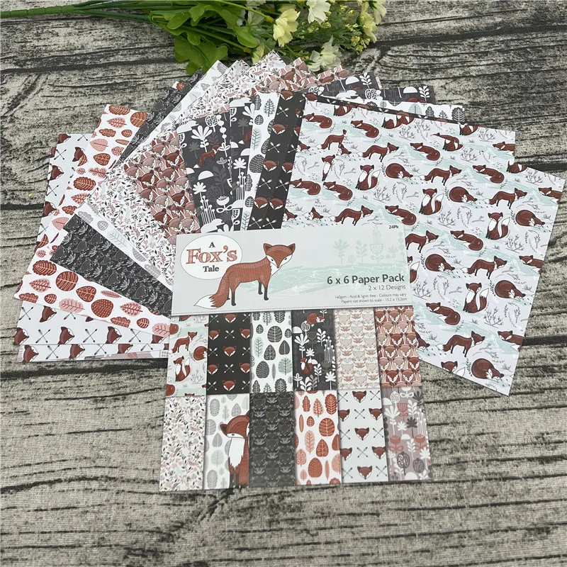 

ZENRA 24 Sheets 6"x6” A Fox's Tale Scrapbooking Paper Pack DIY Handmade Craft Paper Craft Patterned Paper Background Pad