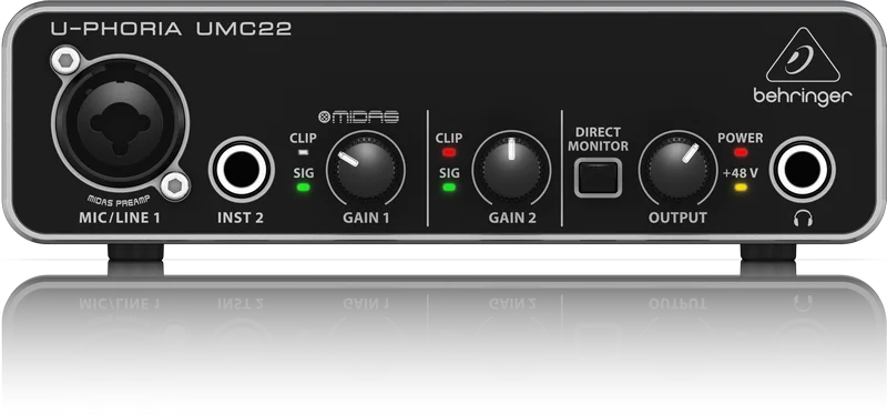 

UMC22 Front Microphone Amplifier 2X2 USB Audio Interface Recording Sound Card