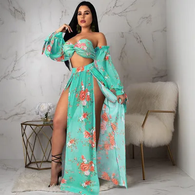 Blue 5 Piece Set Горячие сексуальные бикини размера плюс купальники Для женщин Цветочный принт 3/5 шт Высокая талия бюстгальтер бандажный Купальник бикини купальный костюм для купания - Цвет: Blue 5 Piece Set