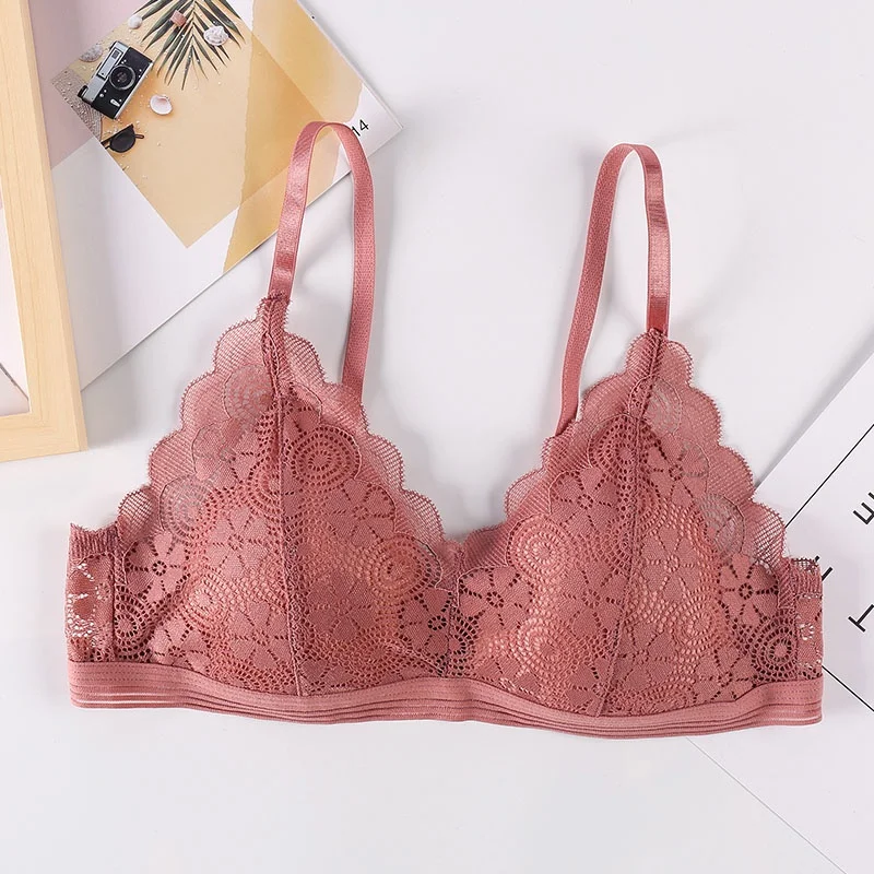 1 шт. большой Размеры Для женщин пуш-ап Беспроводной кружевной бюстгальтер Топ