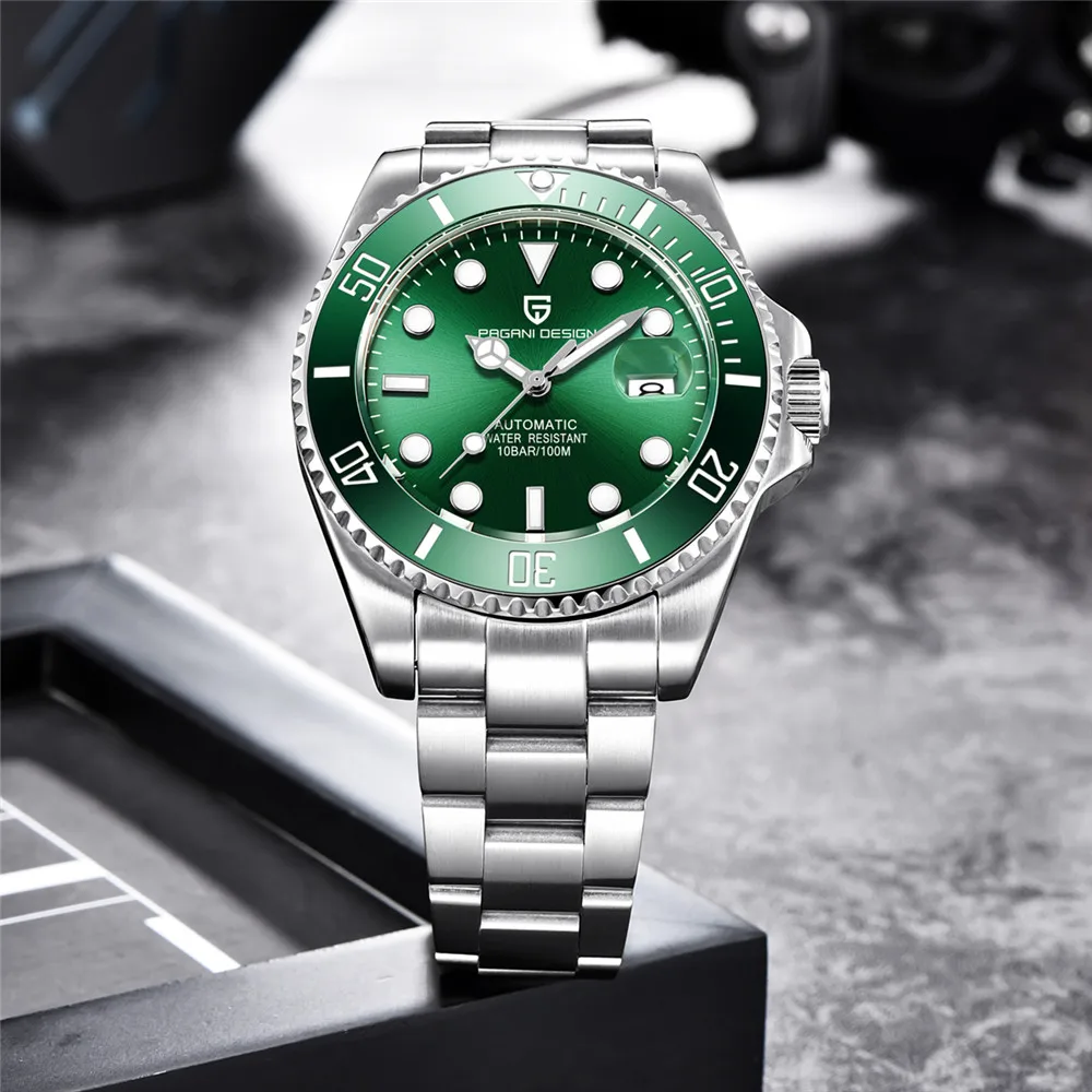 2019 PAGANI брендовые зеленые нарядные часы мужские автоматические механические