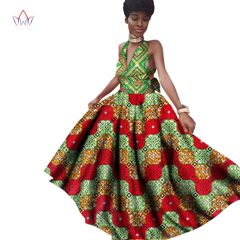 Одежда в африканском стиле женские платья Bazin Riche без рукавов макси платье для