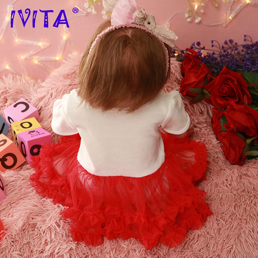 IVITA DS1812 полностью силиконовая кукла-Реборн, Реалистичная виниловая кукла для новорожденных принцесс с посаженными волосами, Игрушки для маленьких девочек для детей