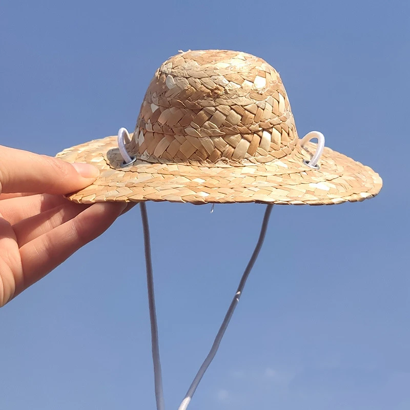 

Lovely Pet Straw Hat Colorful Adjustable Handcrafted Summer Cap Visor Party Hat for Gog Cat Pet Gifts MDJ998