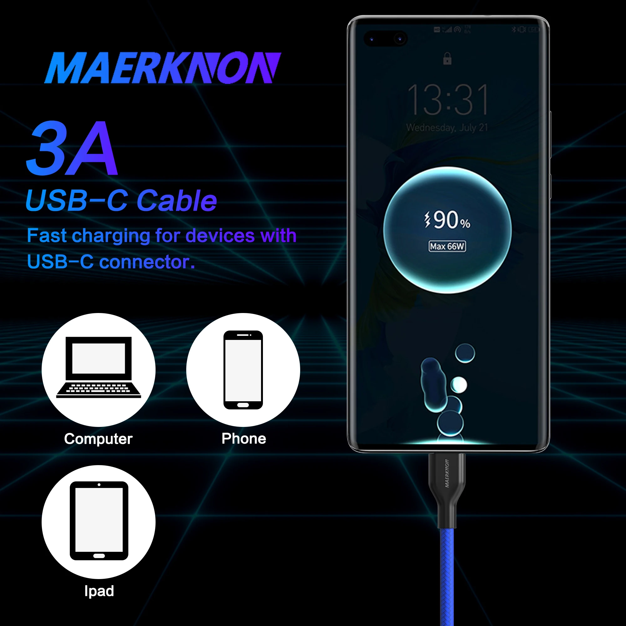 3a usb type c cable micro usb fast charging mobile phone android charger type c data cord for huawei p50 samsung xiaomi 11 redmi free global shipping