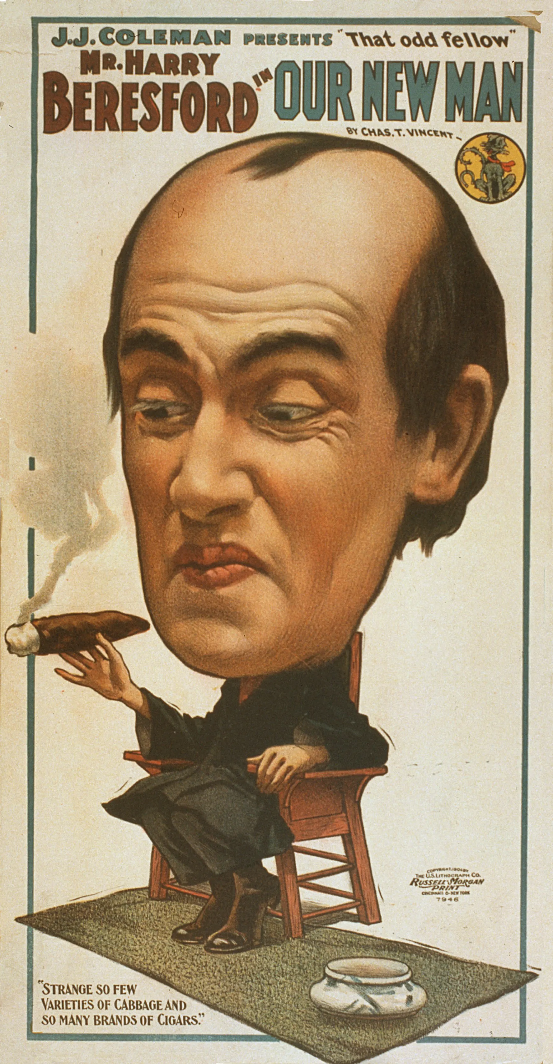 

400X300MM J.J.-Coleman-presents-that-odd-fellow-Mr.-Harry-Beresford-in-Our-new-man-by-Chas jumbo fridge magnet SFM-0437
