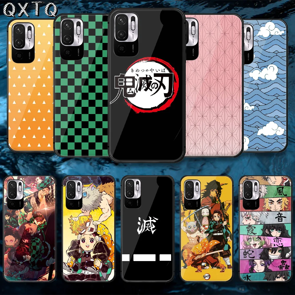 

QXTQ Demon Slayer Anime Tempered Glass Phone Case Bag Cover For Xiaomi Redmi Note 7 8 9 10 A C T S Pro K 30 40 Black Fashion