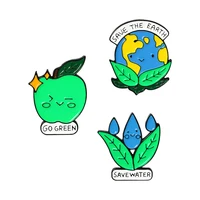 children jewlery save earth water enamel lapel pins green environment cute brooches badges fashion pin gifts for whole