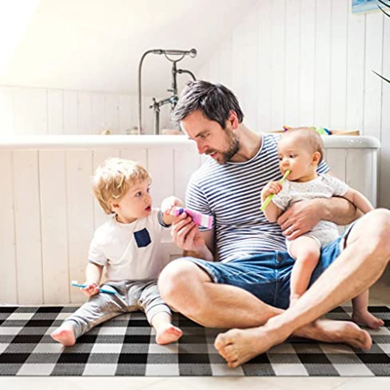 

Classic Buffalo Black & White Plaid Checkered Rug Set of 2 Indoor & Outdoor Area Rug & Runner Combo