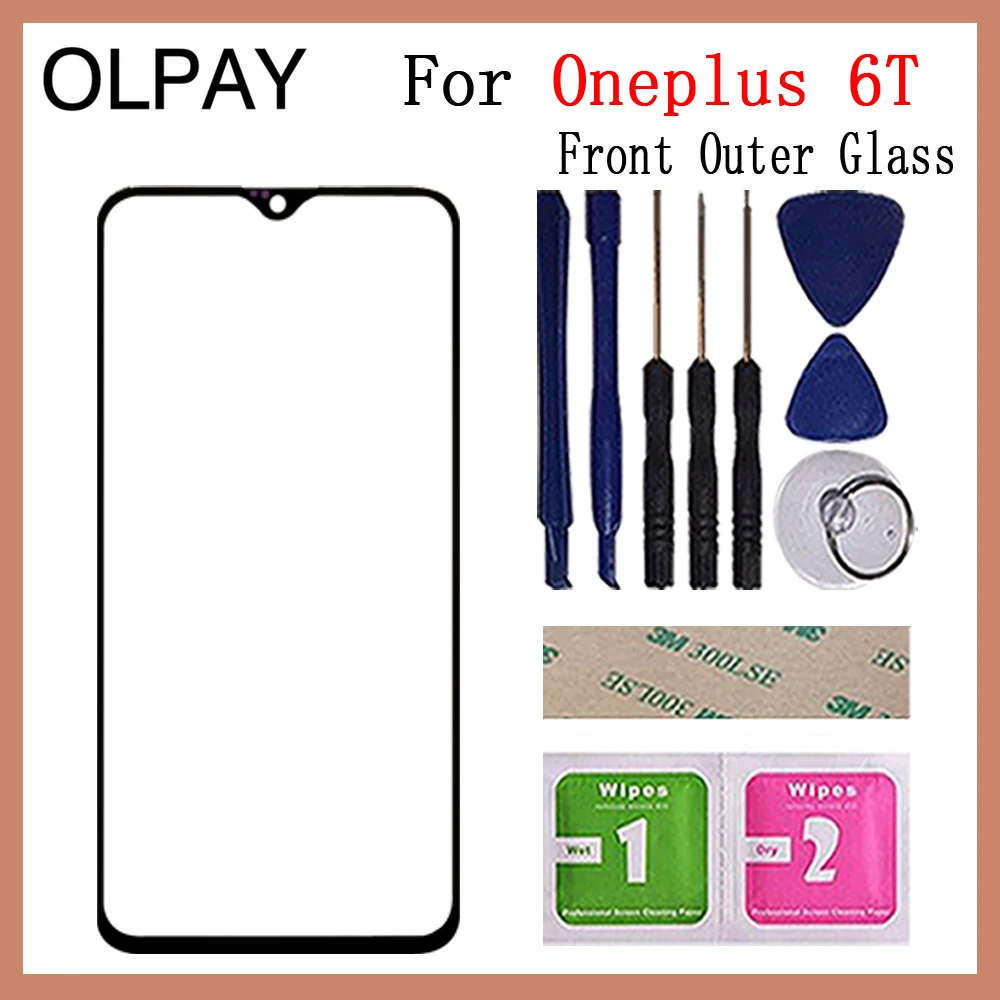 Black With Tools Мобильный сенсорный экран внешнее стекло для Oneplus 5 5T 6 6T 7 сенсорный экран сенсор Передняя панель дигитайзер стеклянная крышка Замена - Color: Black With Tools