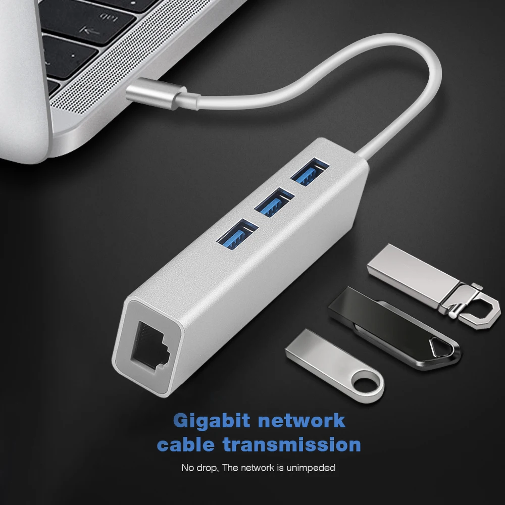Адаптер KEBIDU USB C Ethernet гигабитная сетевая карта Type в RJ45 Lan 3 0 концентратор 10/100/1000