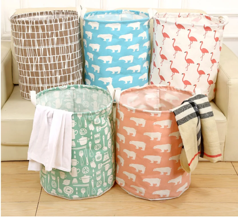 

Waterproof Folding Cloth Art Dirty Clothes Toys Storage Bucket Laundry Basket Washing hamper With Handle For Bathroom Household