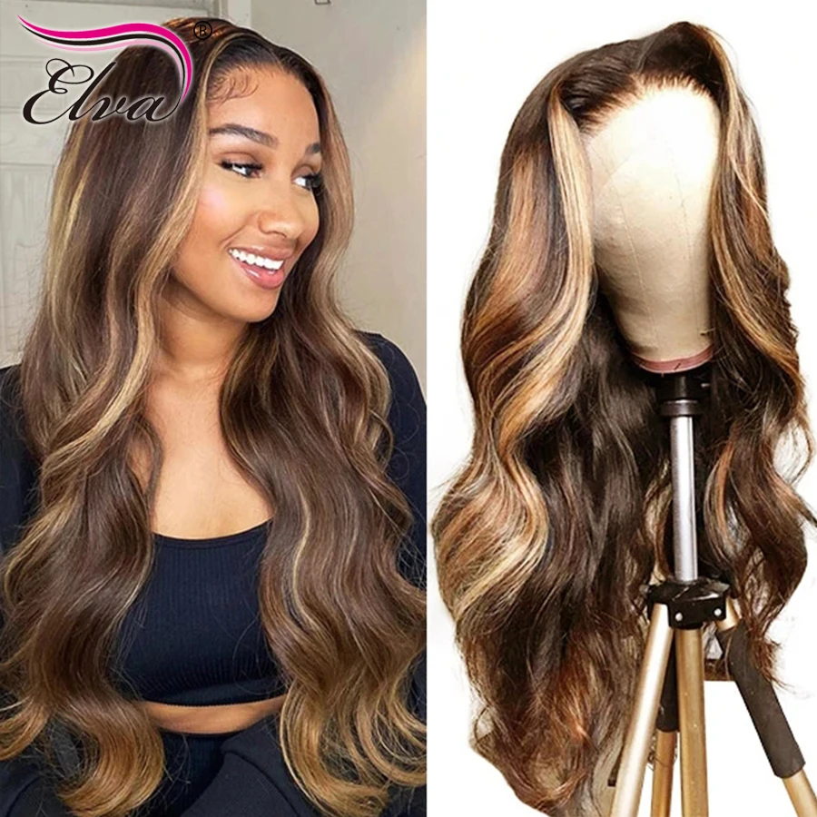 Парики из человеческих волос с кудрявыми кружевами спереди волосы Elva