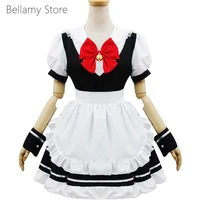 made for you customized handcraft classic lolita gold bell red bow ruffled short sleeve maid dress