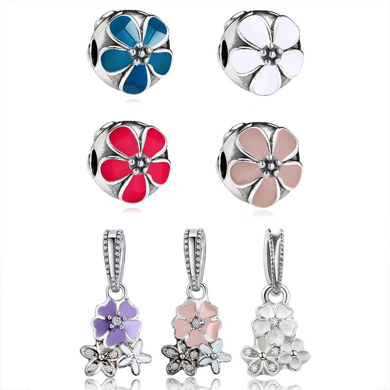 Эмалированные подвески в виде цветов и цветков вишни для браслета pandora