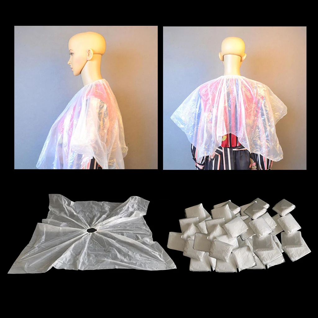 

PE Disposable Hair Cutting Cape Salon Gown Hairdressing Capes Protect Apron