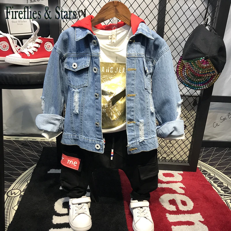 Джинсовая куртка для мальчиков 2-7 лет с капюшоном | Мать и ребенок