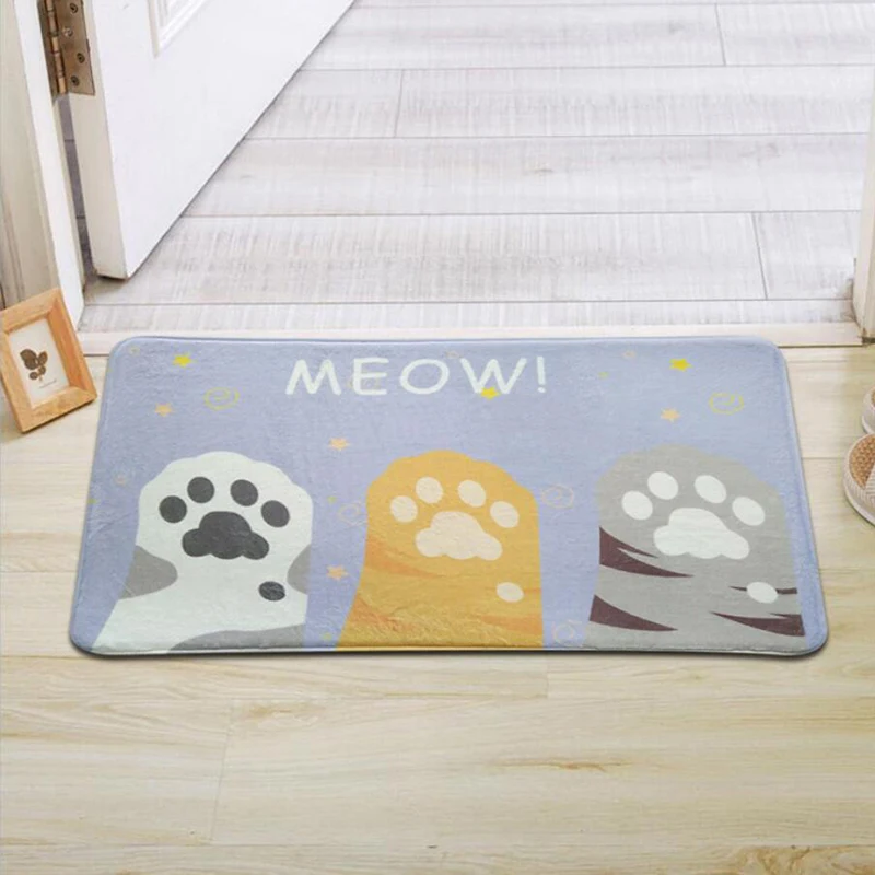 Lovely Cat Printed Floor Mat Carpet Kitchen Entrance Doormat Non-slip Door Water Absorption Bathroom Tapete | Дом и сад