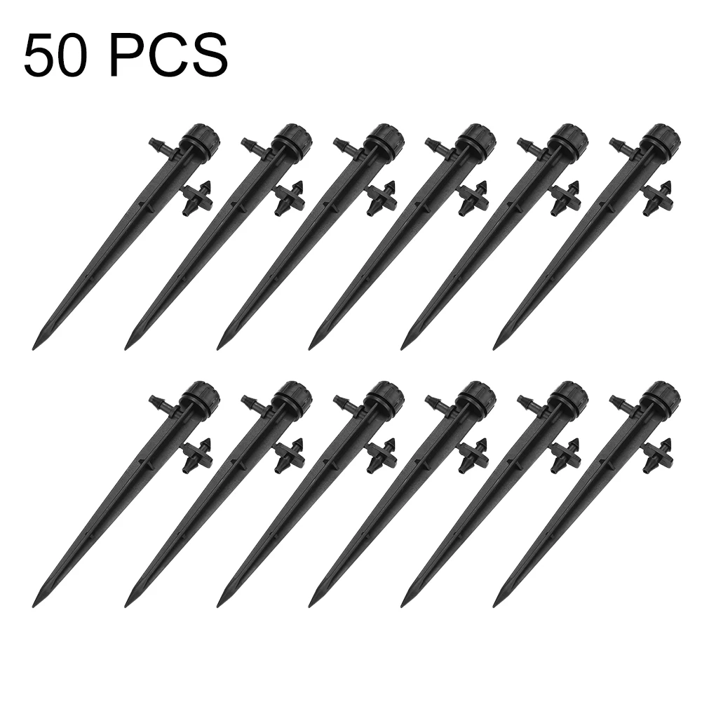 

50PCS/Set Mini Adjustable Dripper Water Flow Irrigation On Stake Emitter Drip System 360 Degree Eight Hole Drop Arrow