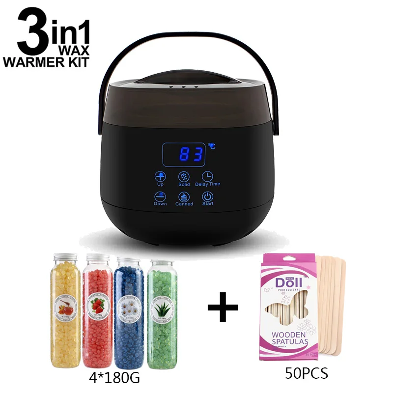 Цифровой нагреватель воска наборы Электрический расплава 200 г * 4 восковые бобы 50