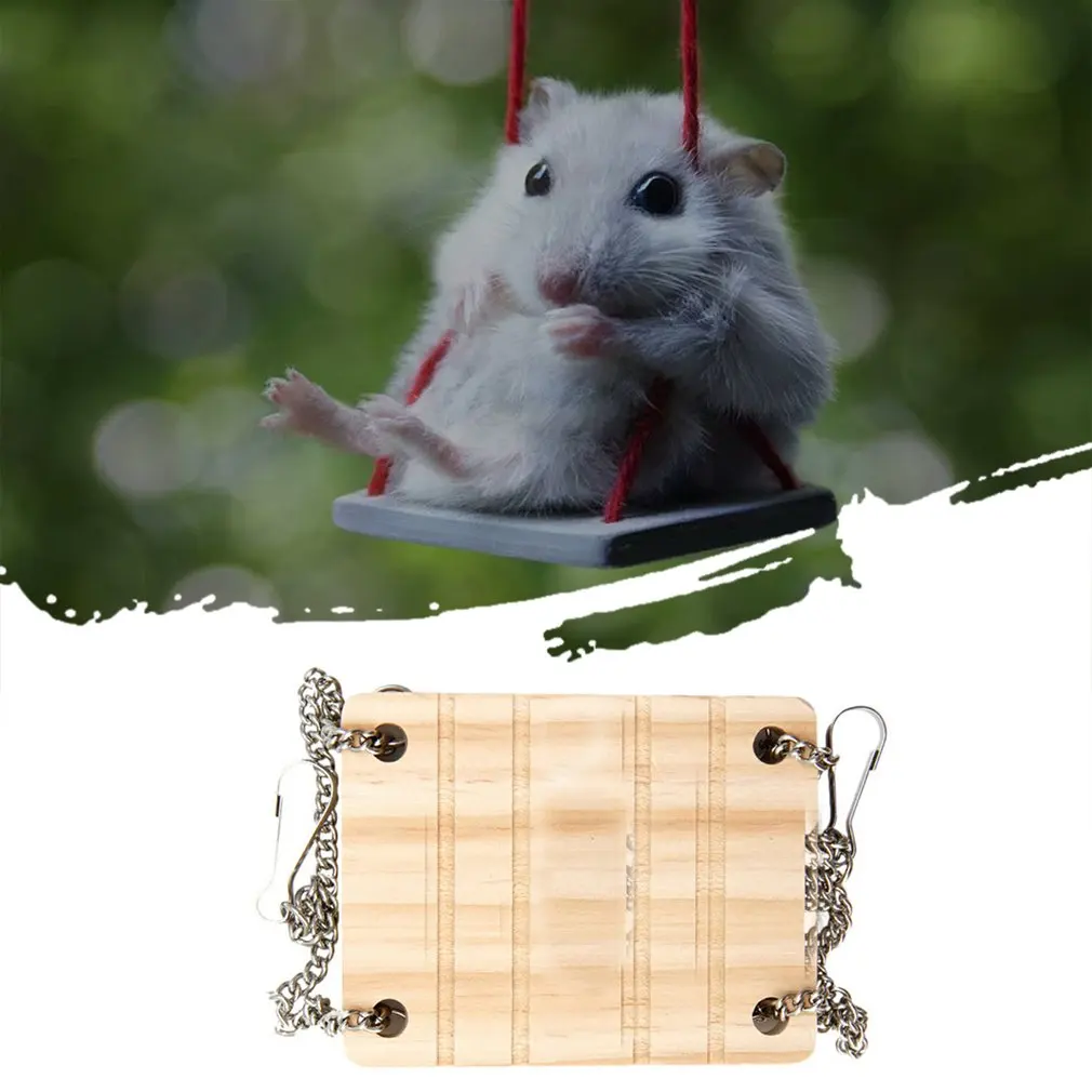 

Hamster Chinchilla Toys Wooden Swing Harness Hanging Bed Parrot Rest Mat Pet Hanging Pet Toys Hamster Toy