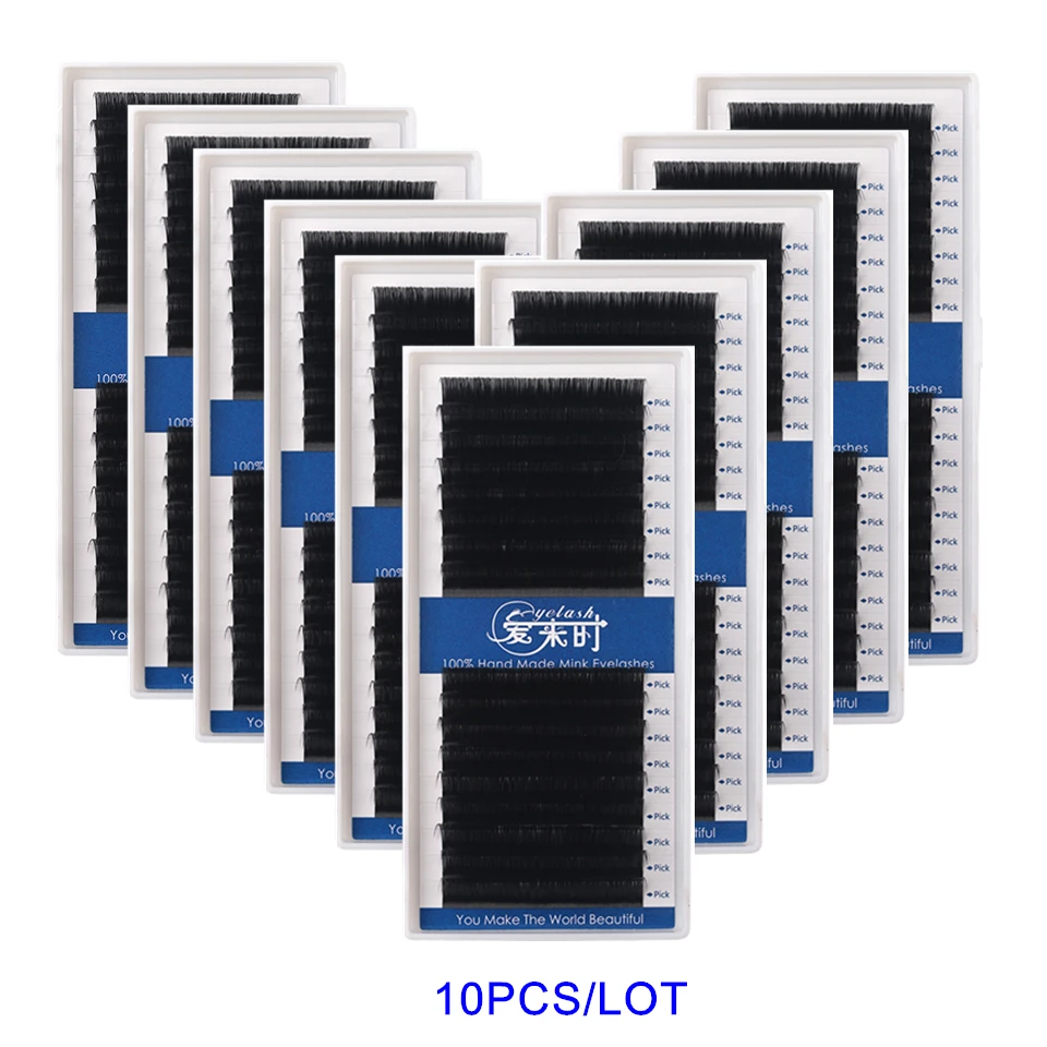 10 лотки Индивидуальные Накладные ресницы из норки расширение 3D шелк объемом 16