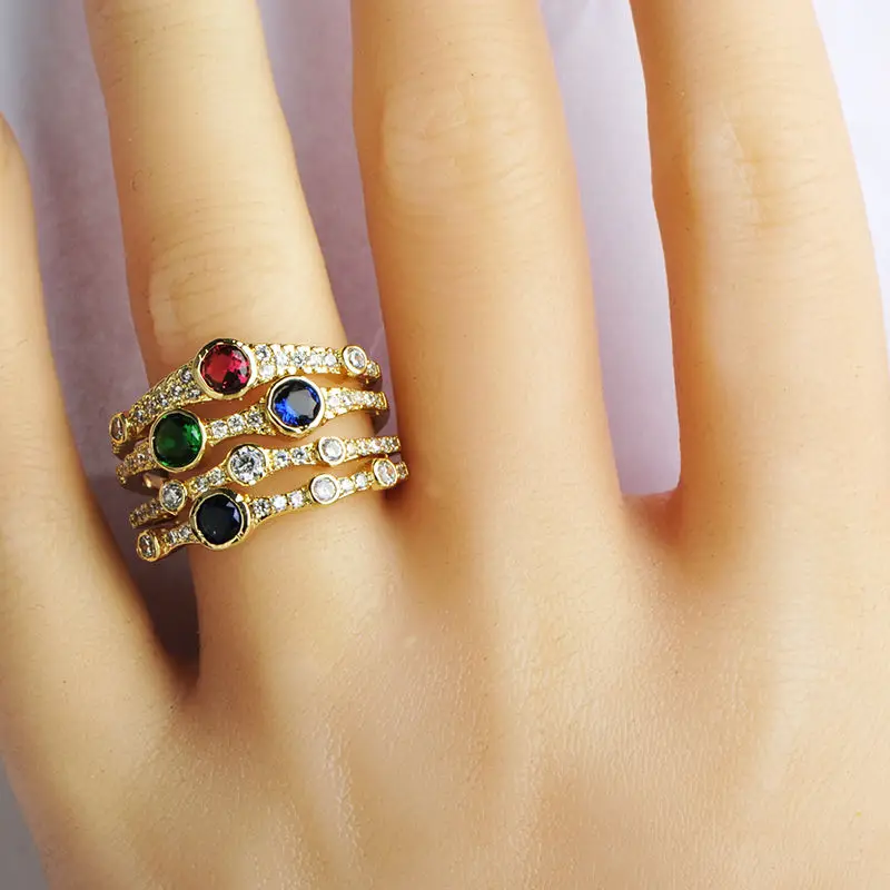 MECHOSEN Сверкающие Красочные кольца для мужчин и женщин со стразами Свадебные