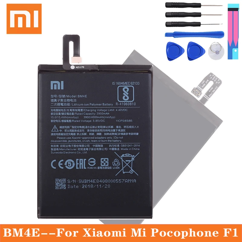 Xiao mi Оригинальный аккумулятор для телефона BM4E Xiaomi Pocophone Poco F1 3900 мАч сменные