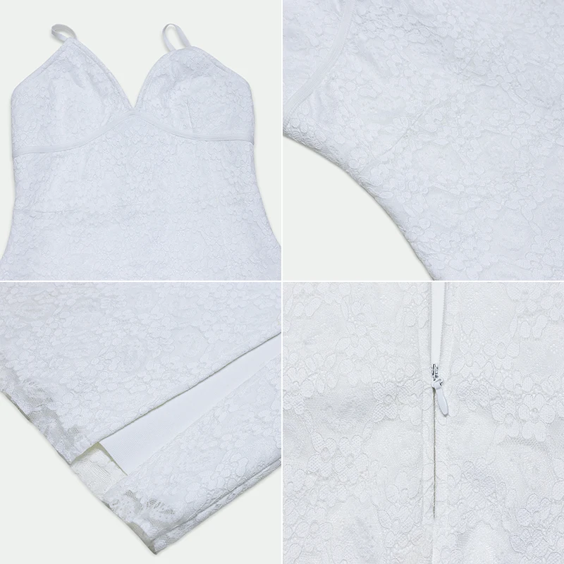 

Deer Lady White Bandage Dress 2021 New Spaghetti Lace Bandage Dress Bodycon Women Summer Sexy Club Celebrity Evening Party Dress