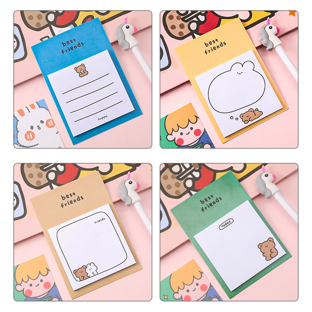 

30 Sheets Cartoon Bear Planner Sticky Notes Kawaii Stationery Cute Memo Pad Notepad Office Leave Message Office Supplies