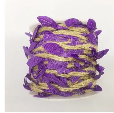 purple 10 м/рулон зеленых листьев из мешковины, рулон ленты из натуральной мешковины, hessian джутовая веревка, подвесное украшение, аксессуары для рукоделия - Цвет: purple