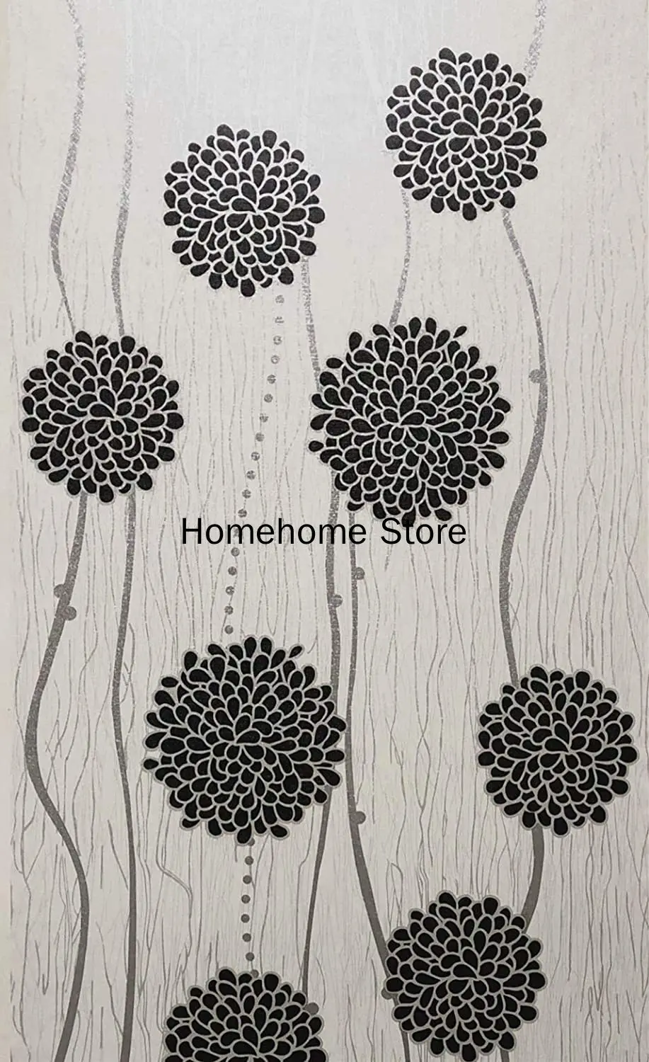 

HomeHome Floral Wallpaper Wall Decor Peel and Stick Metalic Sliver/Black/White Stripes Vinyl Self Adhesive Contact Paper Decor