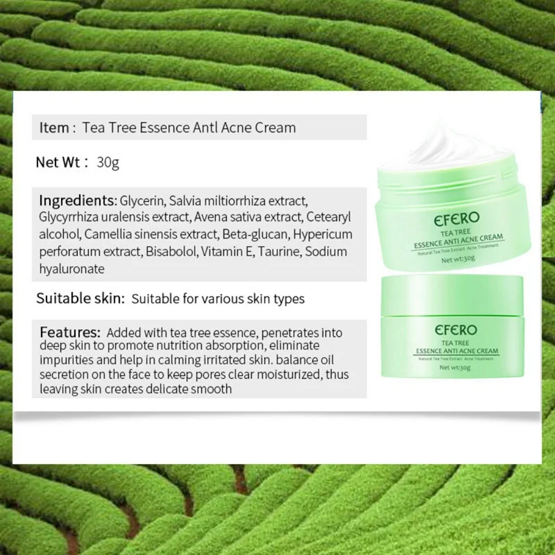 

Tea Tree Anti-Acne Face Cream Shrink Pores Acne Cream Anti Pimple Oil Control Whitening Acne Scar Remove Facial Cream