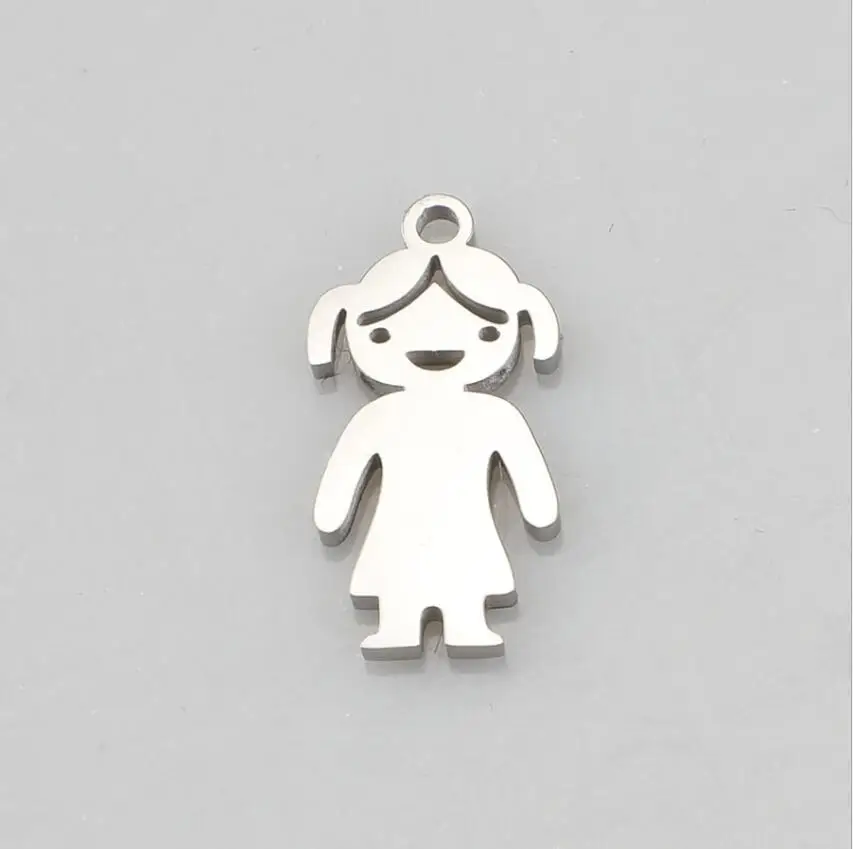 steel color girl 10 шт./лот нержавеющая сталь Зеркальная полировка золотой цвет мальчик и подвески для девушки пара кулон для самостоятельного изготовления ювелирных изделий Аксессуары - Окраска металла: steel color girl