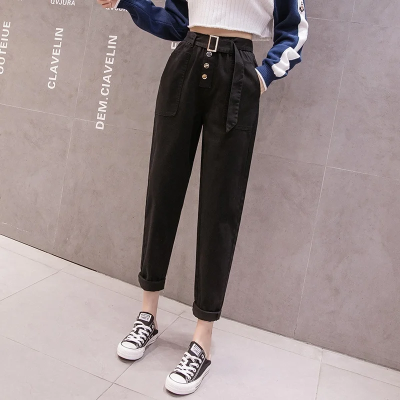 Осенние женские штаны повседневные с высокой талией Свободные Комбинезоны