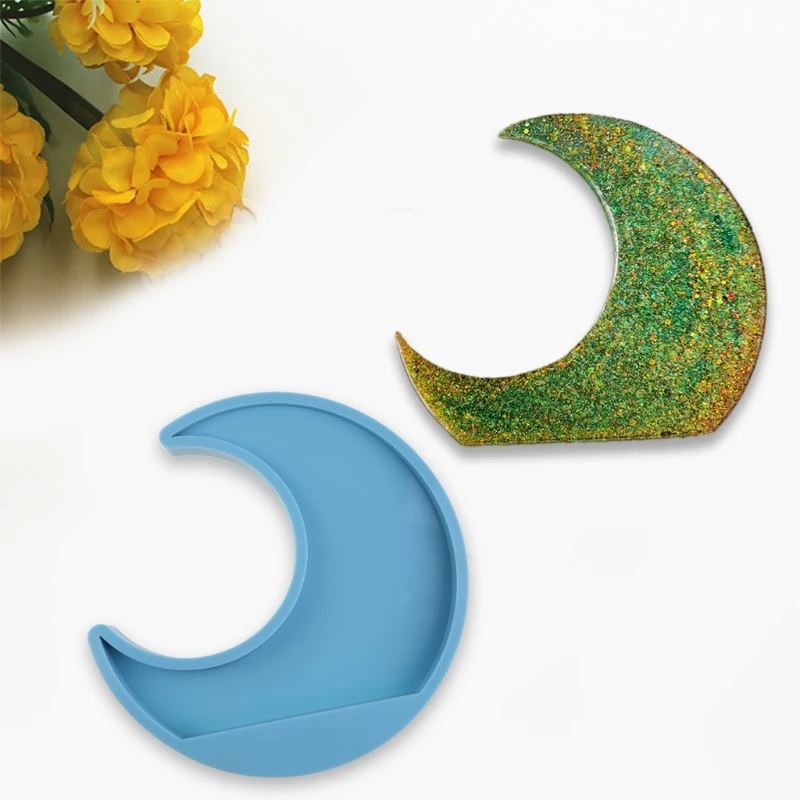 

1Pc Moon Shape Decoration Mold Epoxy Glue Silicone Mold Table Soft Ceramic Plaster Ornament Pendant Home Decoration