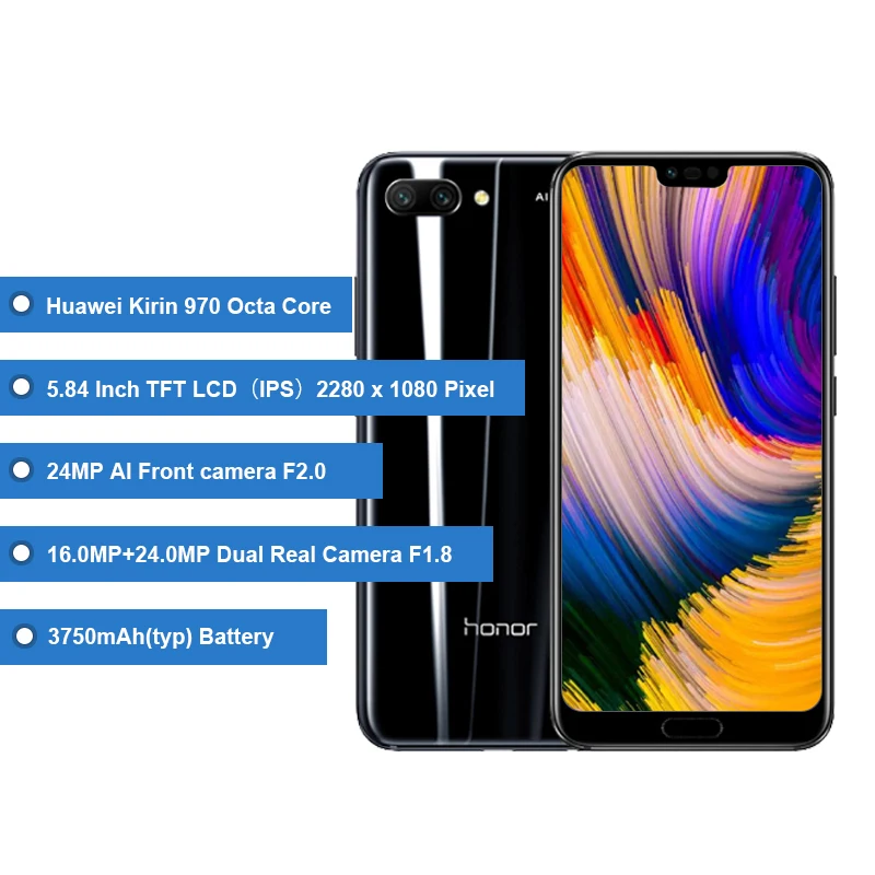 Глобальная версия Honor 10 мобильный телефон 4 Гб 128 ГБ 24 МП Восьмиядерный двойная