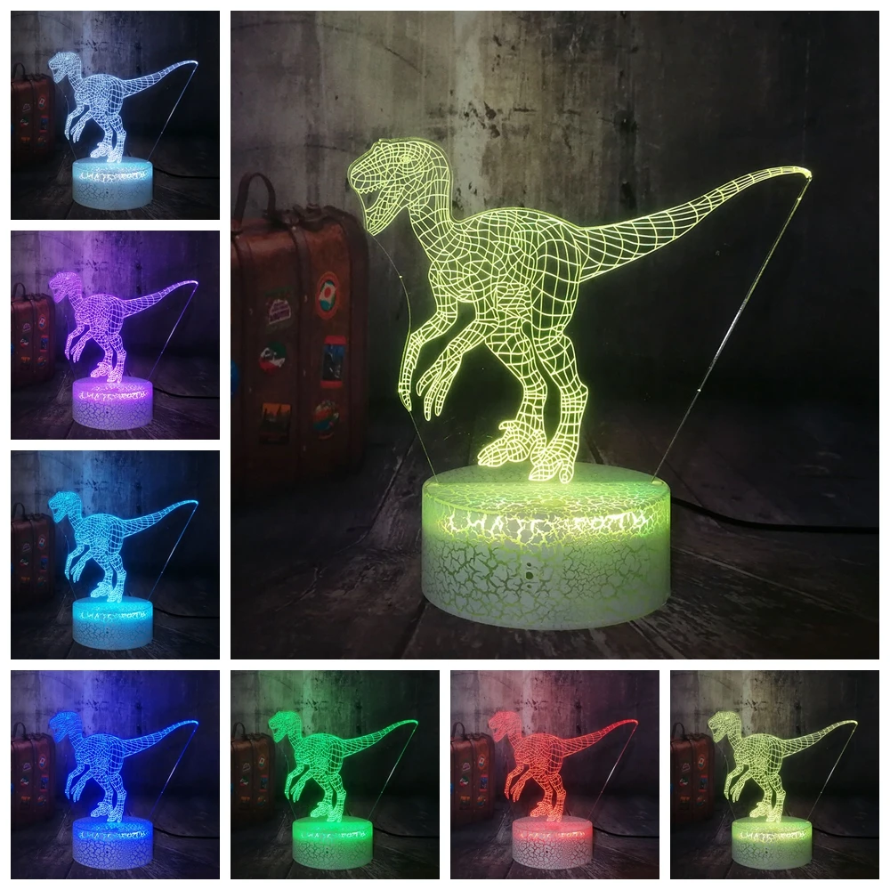 Светодиодный ночсветильник для мальчиков 3D Динозавр мир Юрского периода