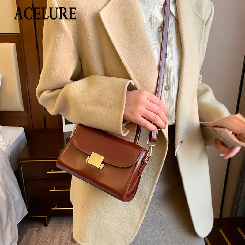 

ACELURE Casual Fashion Small Handbags for Women Solid Color PU Leather Shoulder Crossbody Bags Ladies Quality Shopping Purse