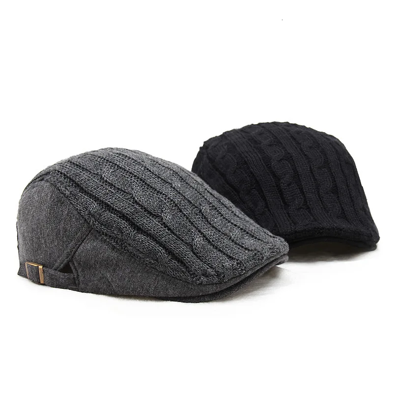2019 Зимний вязаный берет для папы мужская повседневная плоская шапка Мужская