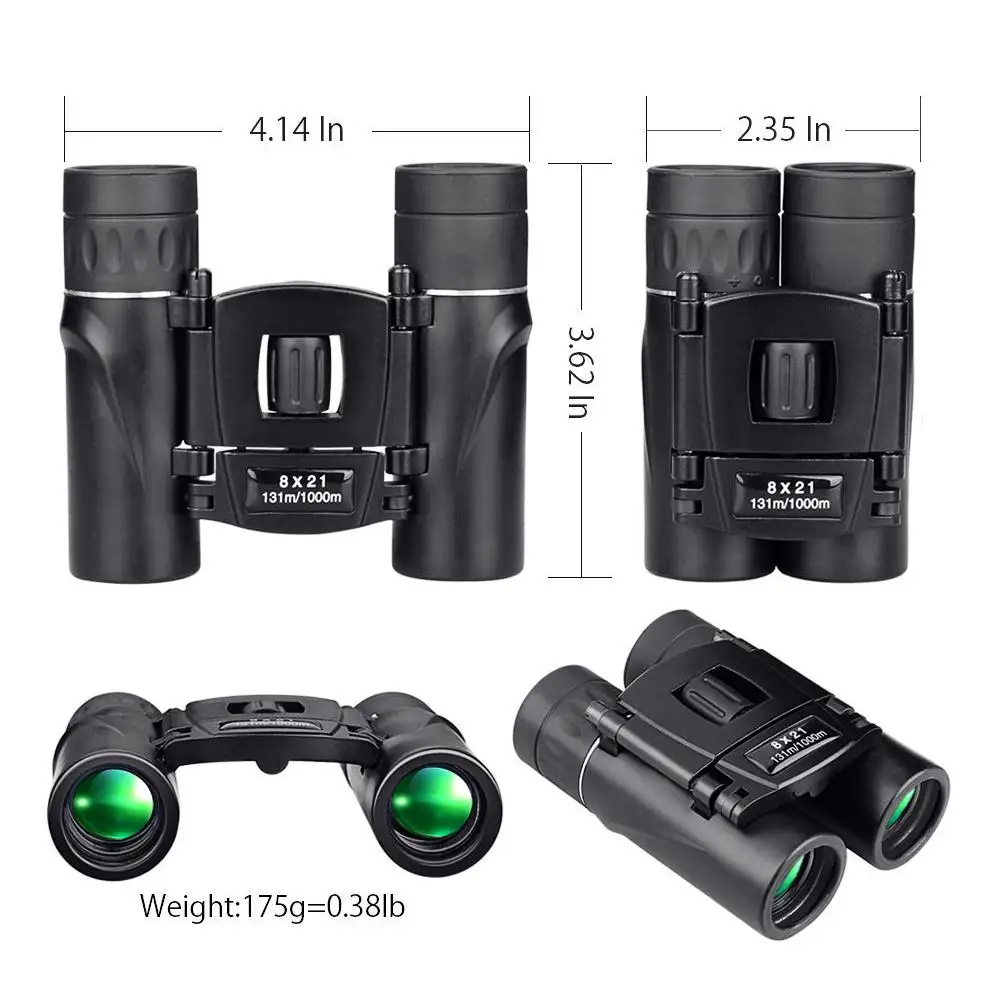 

8x21 Compact Zoom Binoculars Long Range 1000m Folding HD Powerful Mini Telescope BAK4 FMC Optics Hunting Sports Camping