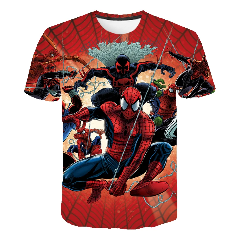 

Super Spidermn children T Shirt Boys Clothes Summer Short Sleeve Girls Tops Children Clothing Kid Girl Tshirts 4 To 14 Years