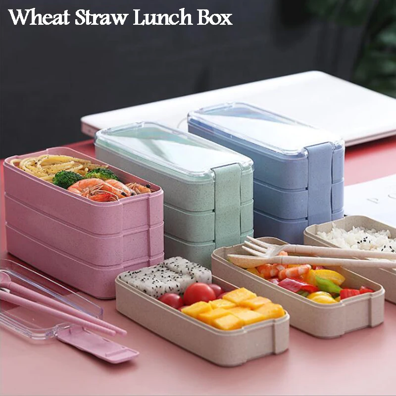 Ланч бокс для детей бэнто из пшеничной соломы без бисфенола А органические