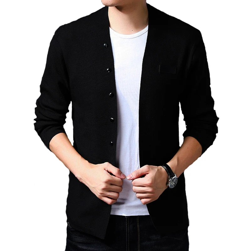 

Мужской шерстяной кардиган с круглым вырезом, осенне-зимние тонкие лоскутные удобные куртки с длинным рукавом, вязаный повседневный мужско...