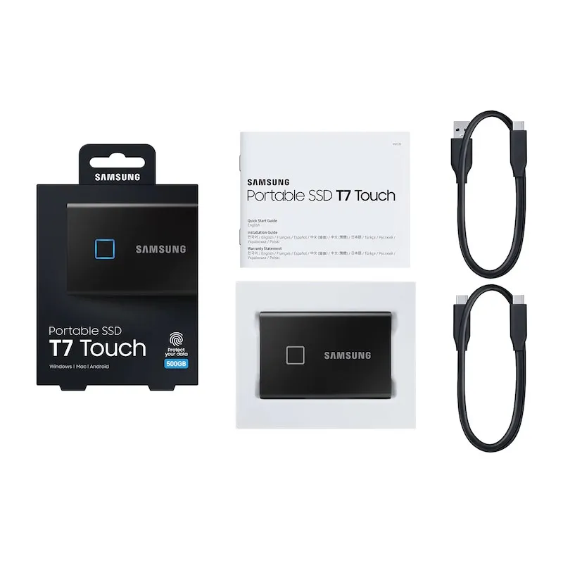 Samsung T7 Touch Portable SSD 500GB 1TB 2TB USB3.2 Fingerprint Recognition Unlock Type-C interface Solid State Drive NVMe |