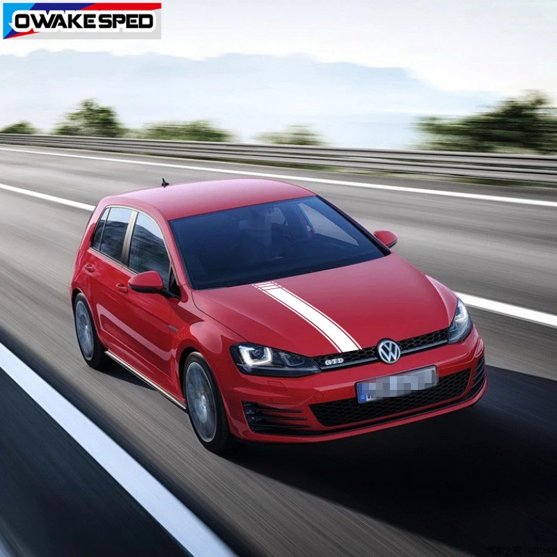 

Carbon Fiber Sport Stripes Car Hood Bonnet Sticker For Volkswagen Golf 4 5 6 7 8 Auto Engine Cover Decor Vinyl Decals