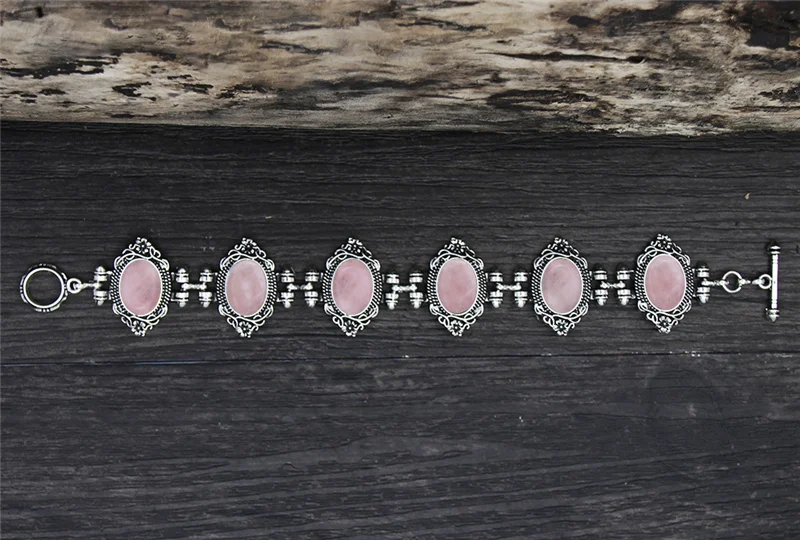 Винтажный Овальный цветочный кварцевый аметистовый браслет для женщин античное