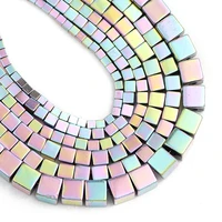 light purple natural hematite stone square shape spacer 2346mm loose beads for charm jewelry making diy bracelet accessorie