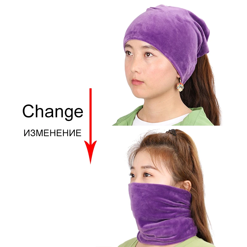 Новинка 2019 модные однотонные бархатные облегающие шапки для женщин зимняя