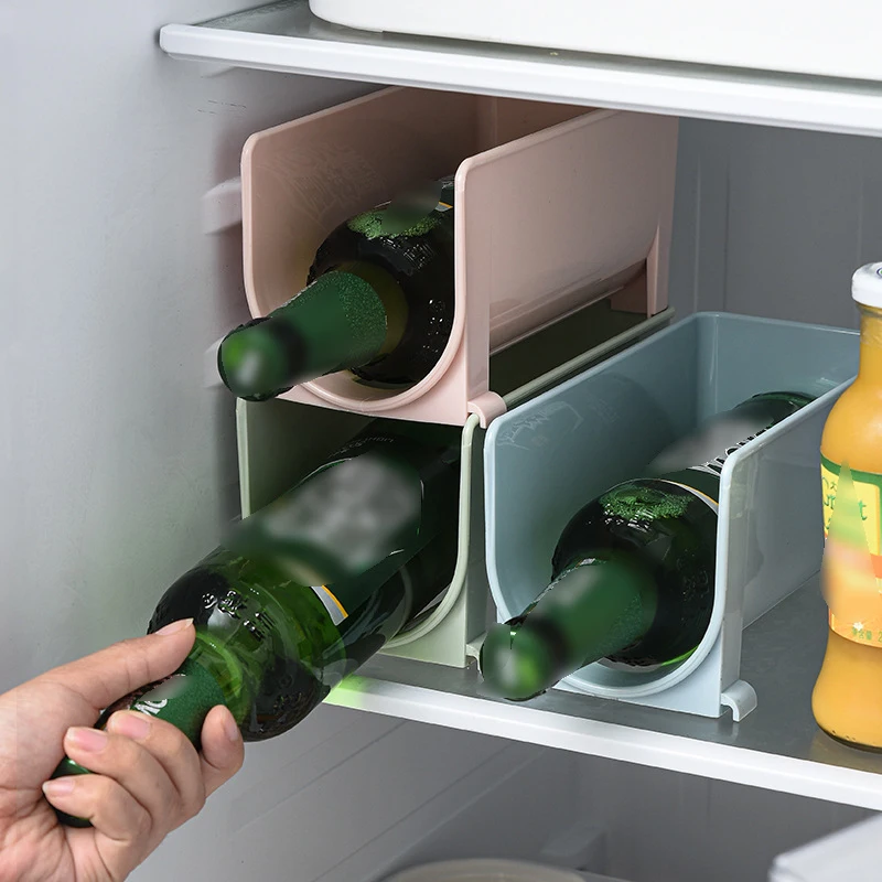 Wine Rack Stackable Bottle Holder Countertop Wine Bottle Rack Wine Bottle Can Organizer For Pantry Cabinet Refrigerator images - 6